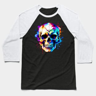 Colored Skull in Vibrant Style Baseball T-Shirt